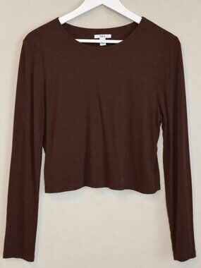 Bar III Chocolate Brown Long Sleeve Stretch Knit Top XL